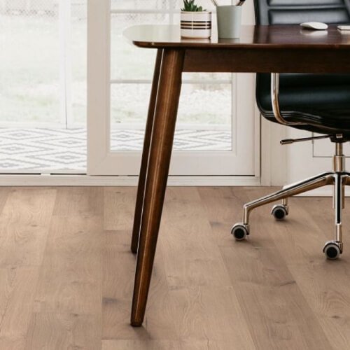 home office and desk on laminate floor